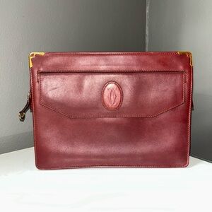 Cartier Signature Color Vintage Bordeaux Leather Clutch Bag